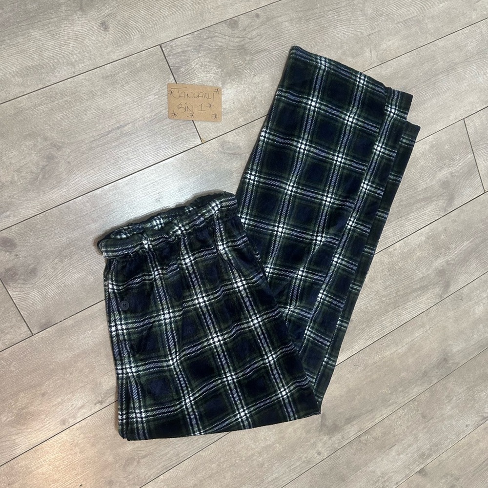 Preswick & Moore Premium Men’s Plaid Pajamas Silky Fleece XL Navy Green - Picture 12 of 16